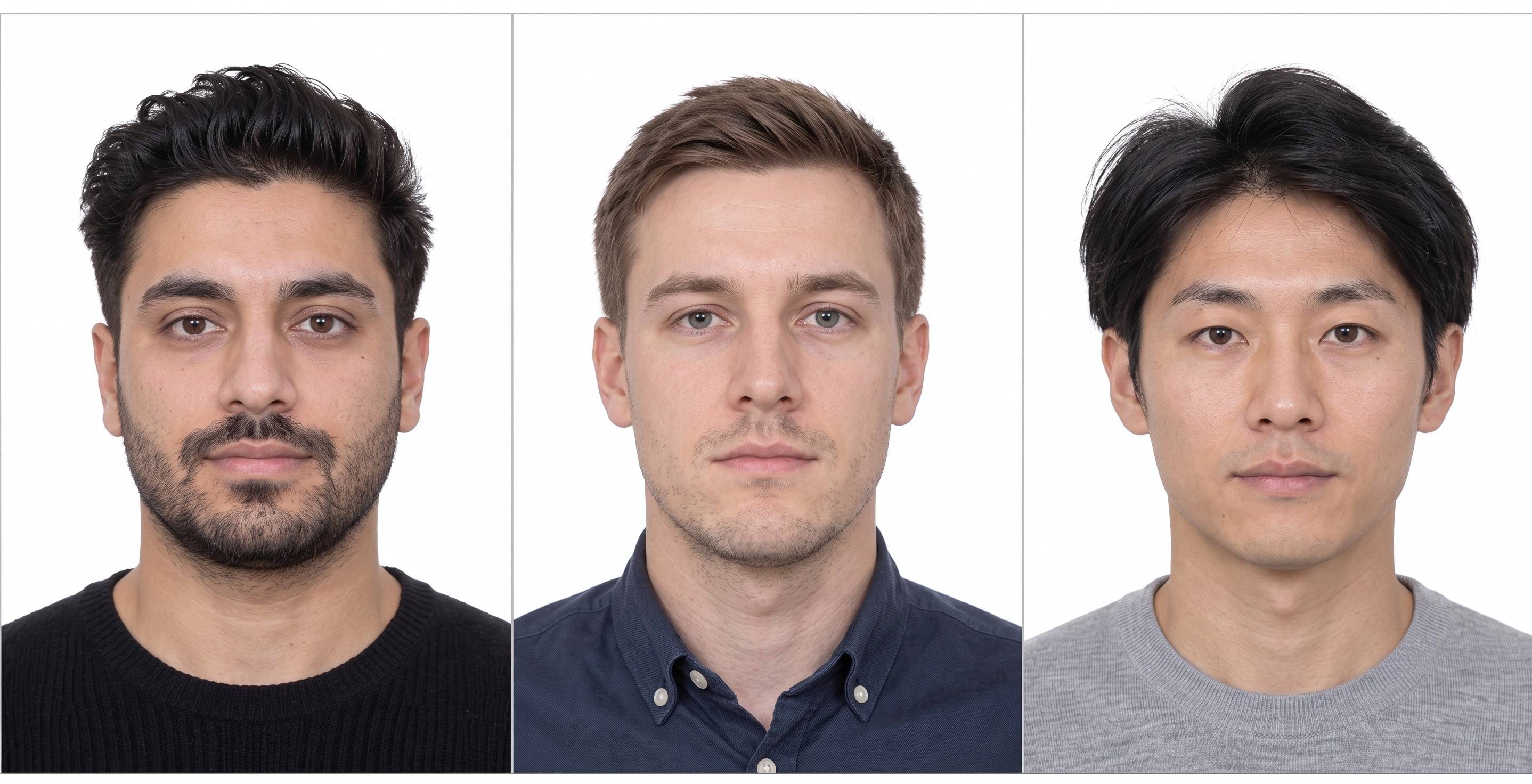 Exemples de photos correctes pour les demandeurs de sexe masculin