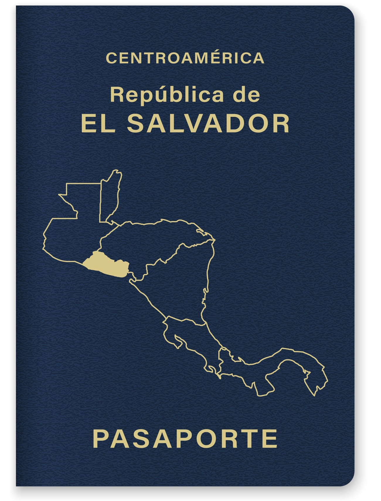 El Salvador Passport Cover Featuring Gold Text And Emblem