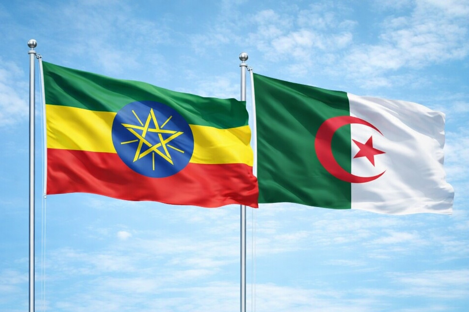 Äthiopische und algerische Flagge