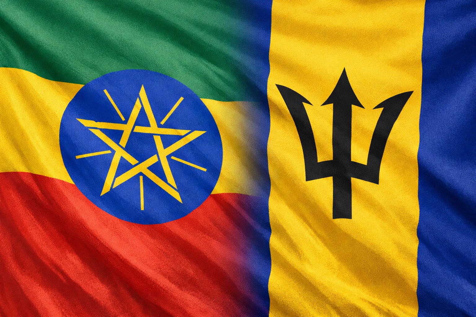 Ethiopia And Barbados Flags