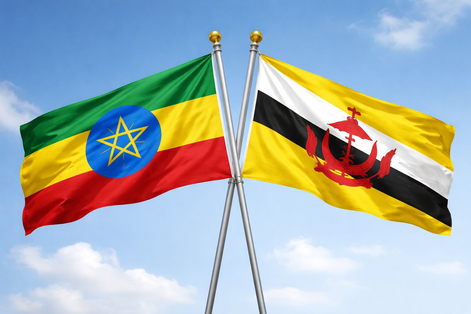 Ethiopia And Brunei Flags Together