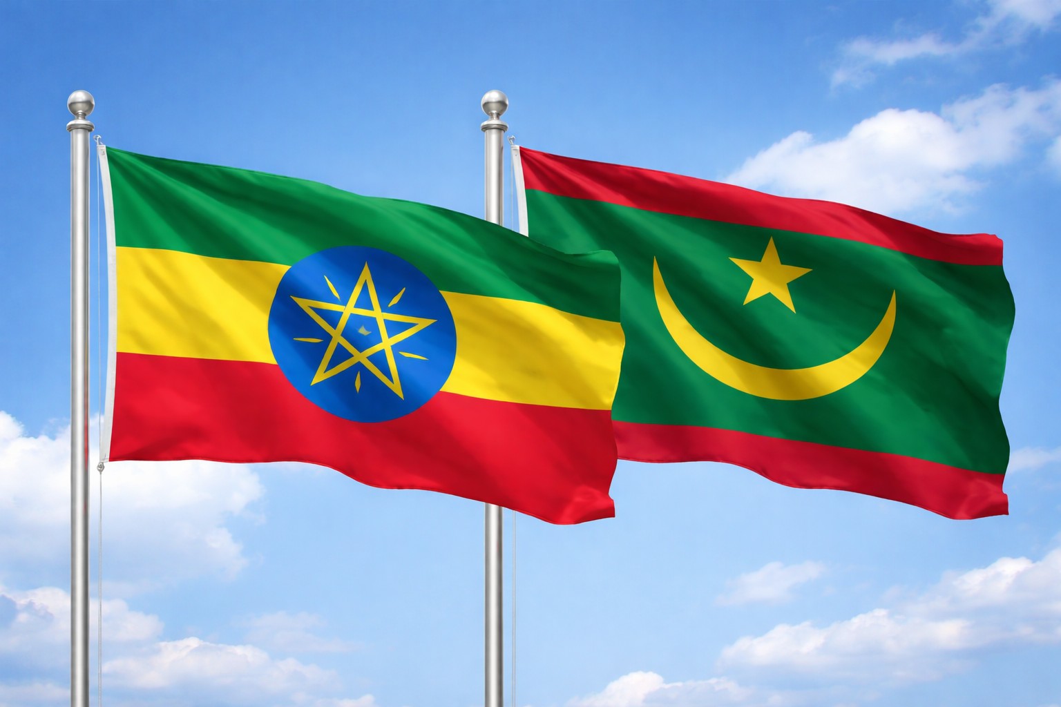 Ethiopia And Mauritania Flags