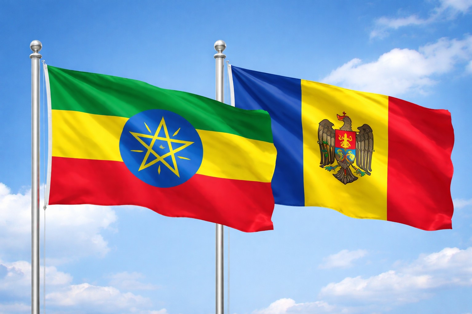 Ethiopia And Moldova Flags