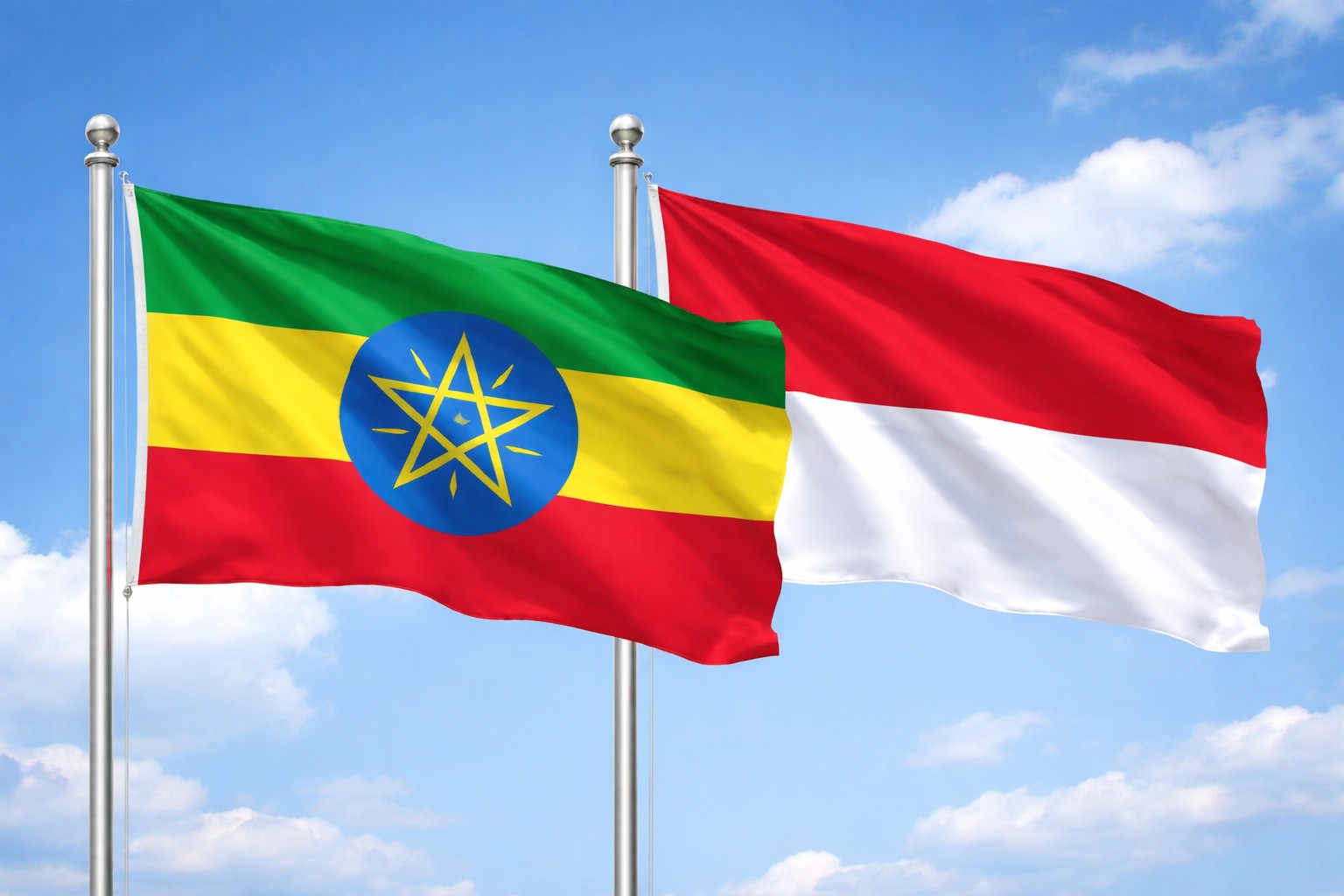 Ethiopia And Monaco Flags