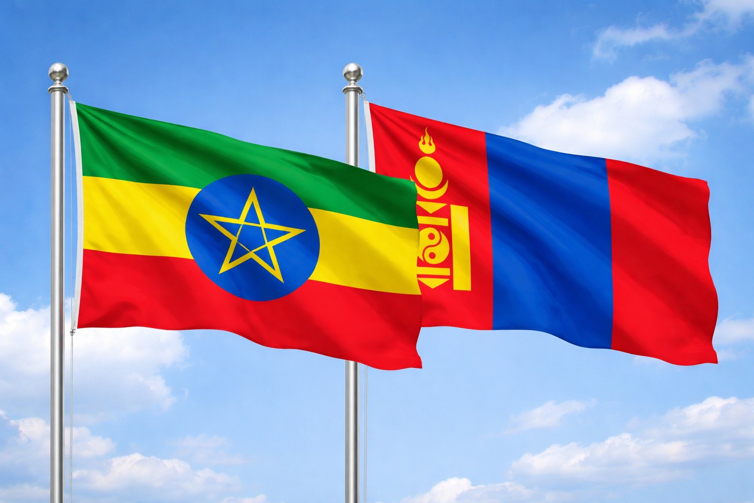 Ethiopia And Mongolia Flags