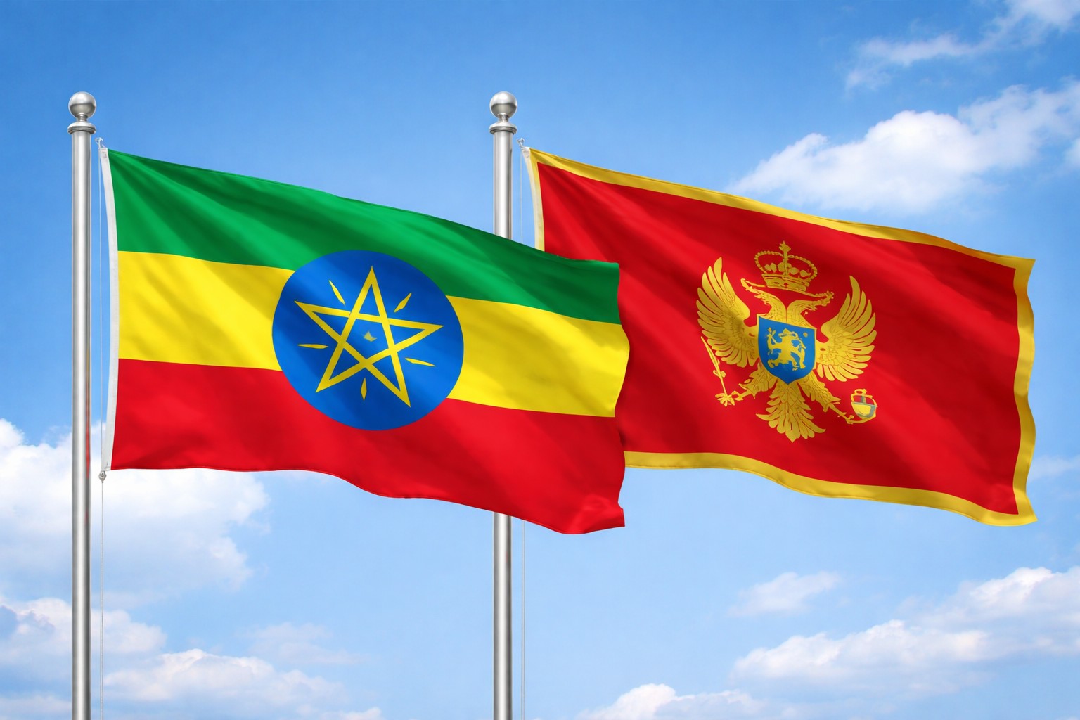 Ethiopia And Montenegro Flags