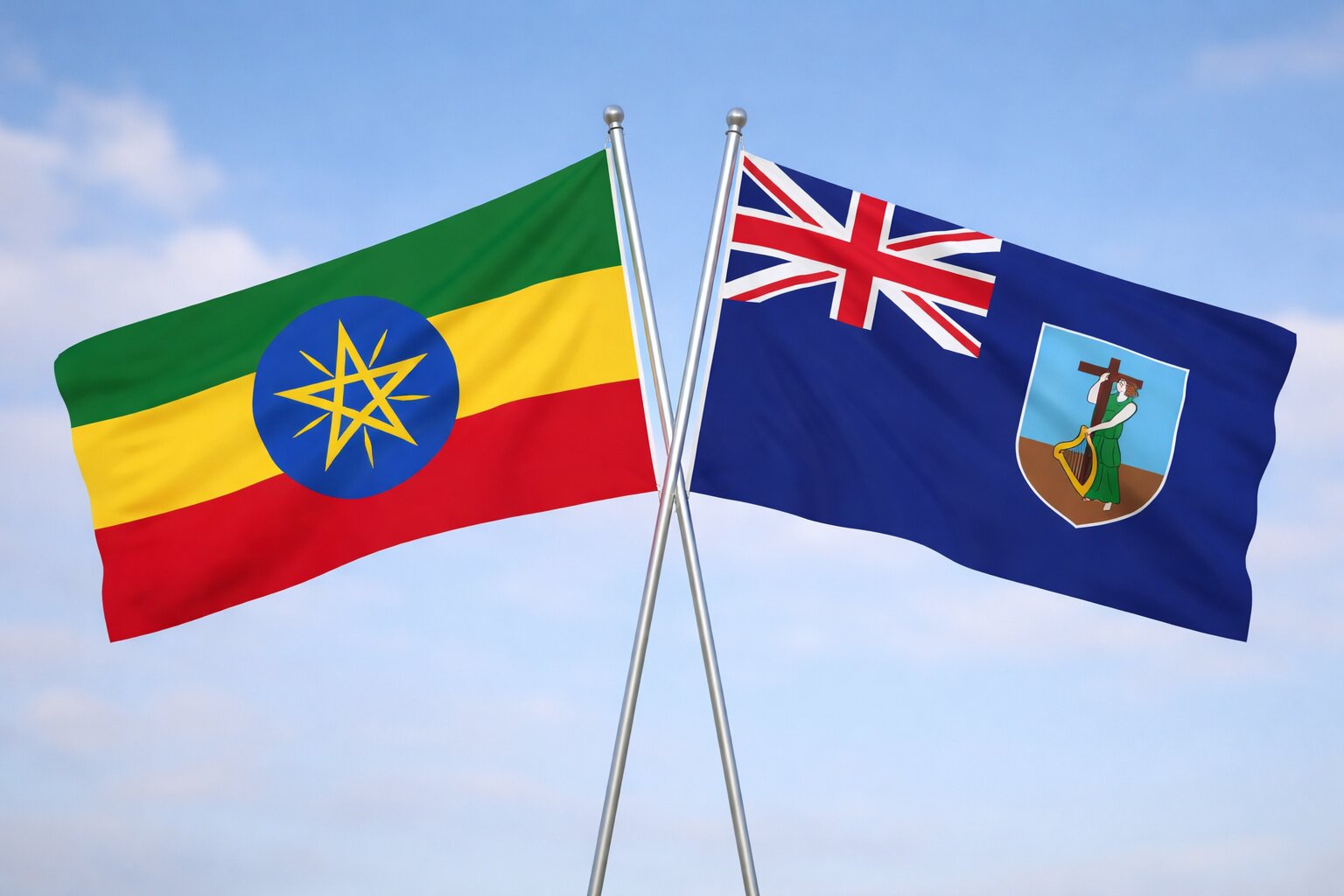 Ethiopia And Montserrat Flags