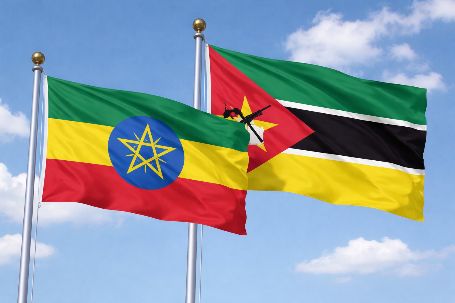 Ethiopia And Mozambique Flags
