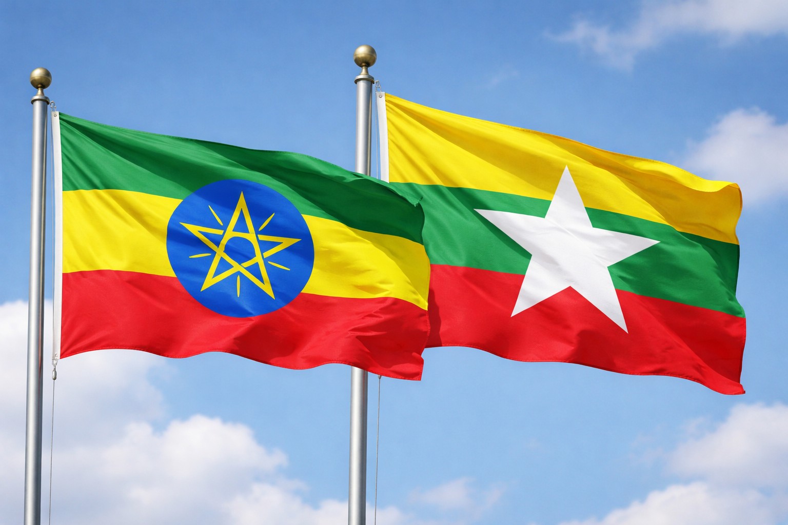 Ethiopia And Myanmar Flags