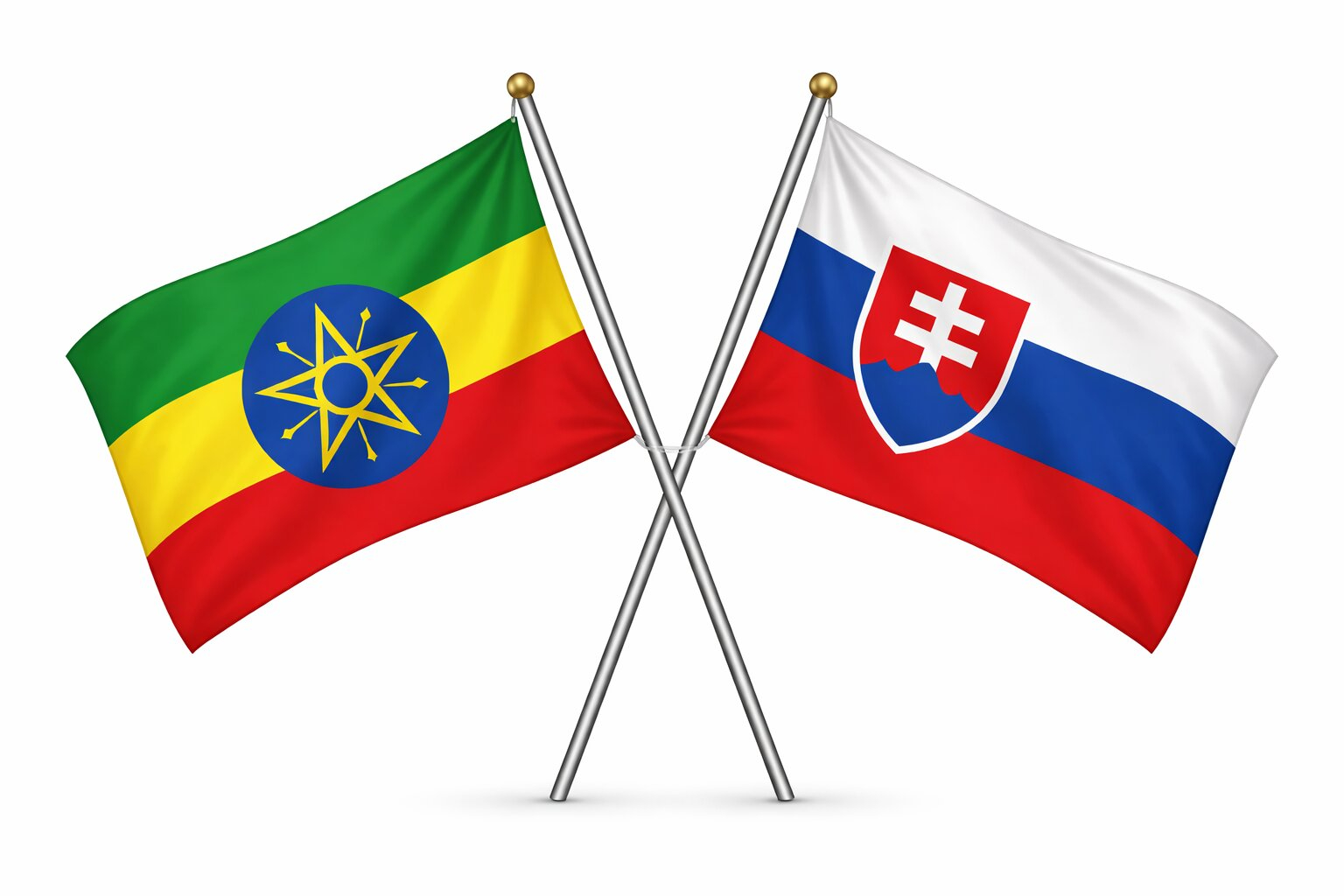 Ethiopia And Slovakia Flags Together
