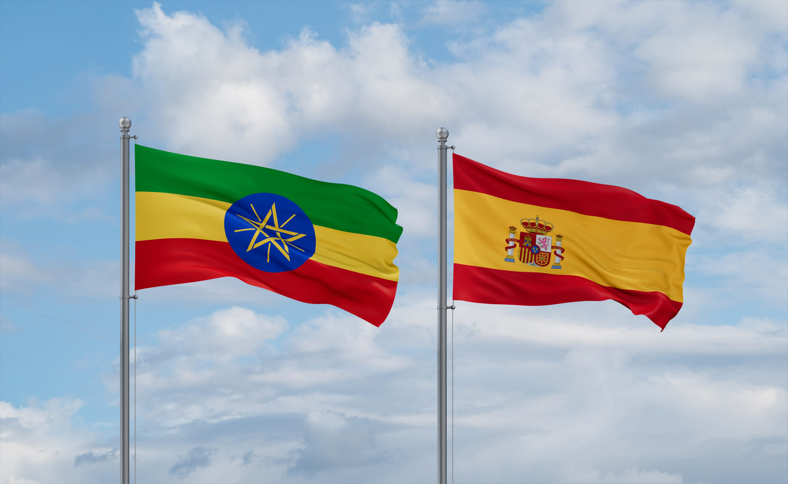 Etiopia og Spania flagg