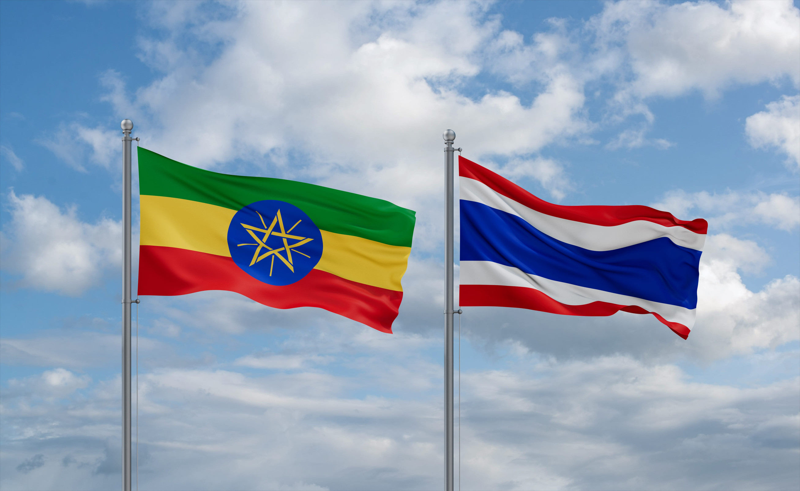 Etiopia og Thailand flagg