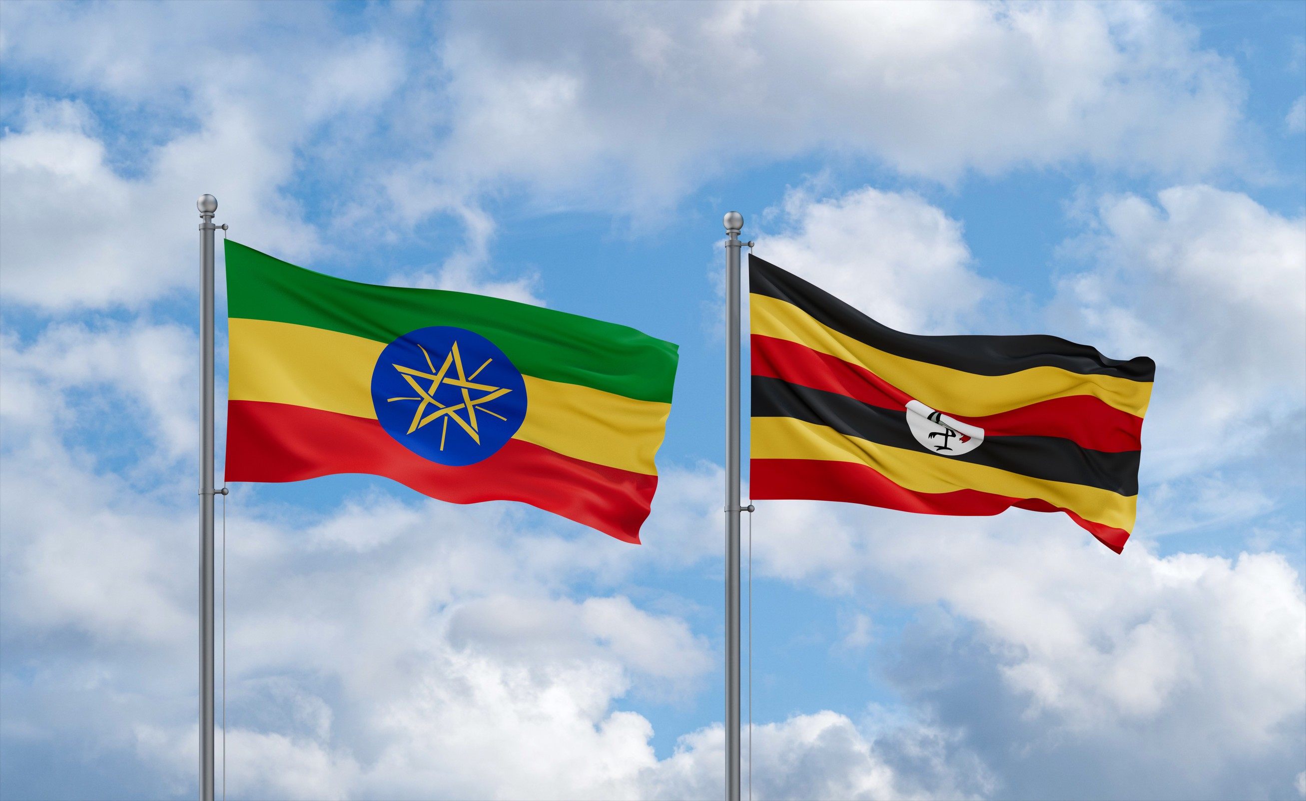Ethiopia and Uganda Flag Together
