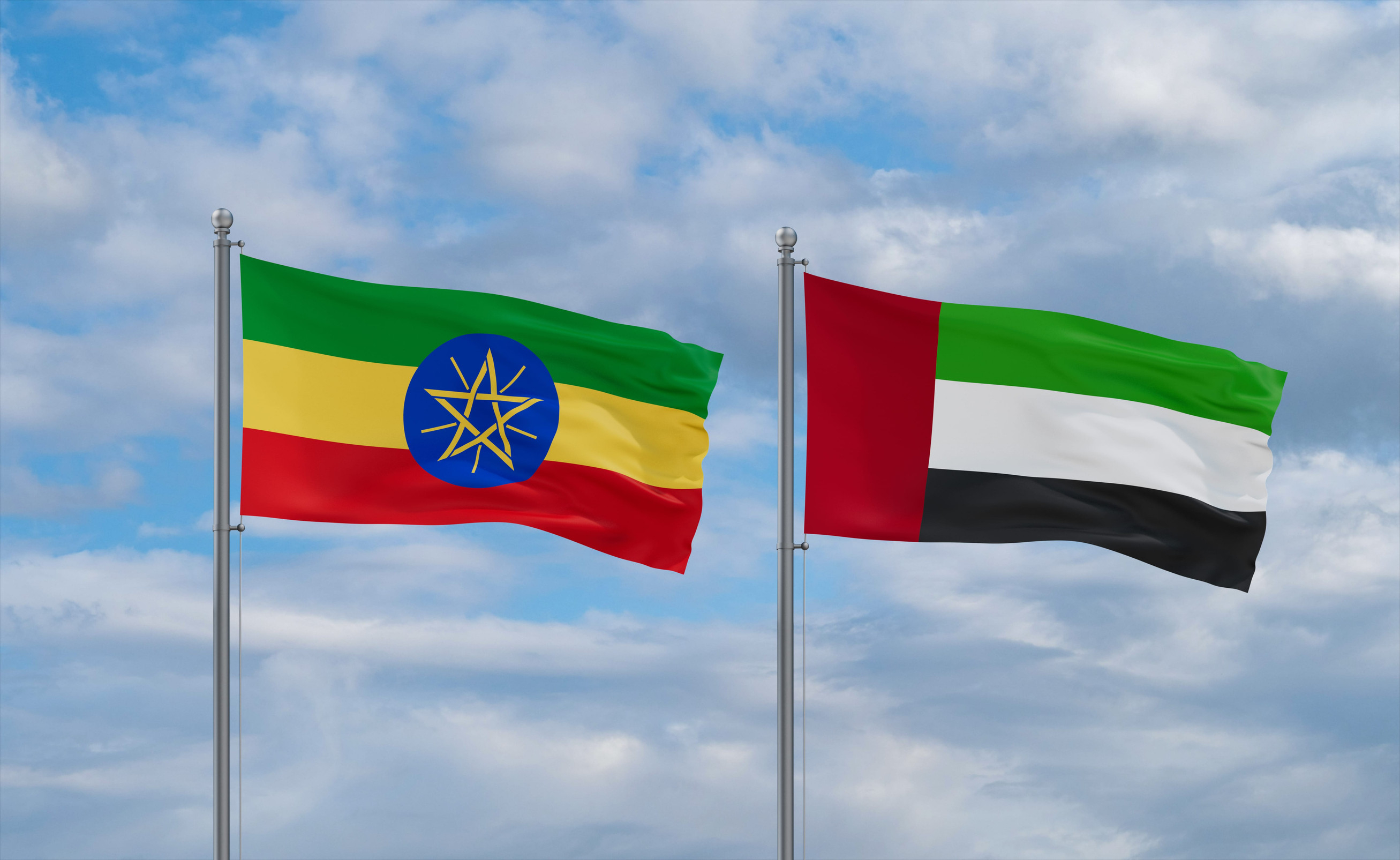 Flagge Ã„thiopiens und der Vereinigten Arabischen Emirate