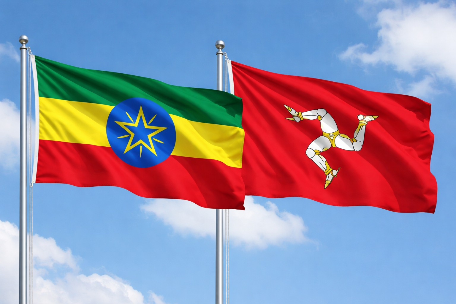 Ethiopia Flag And Isle Of Man Flag