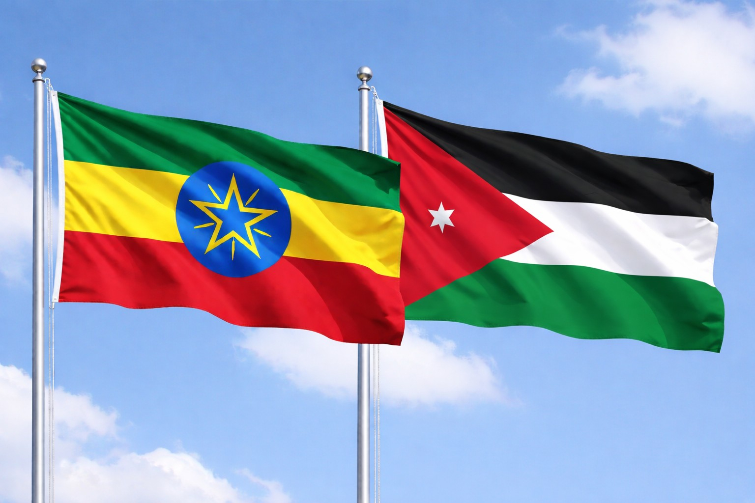 Ethiopia Flag And Jordanian Flag