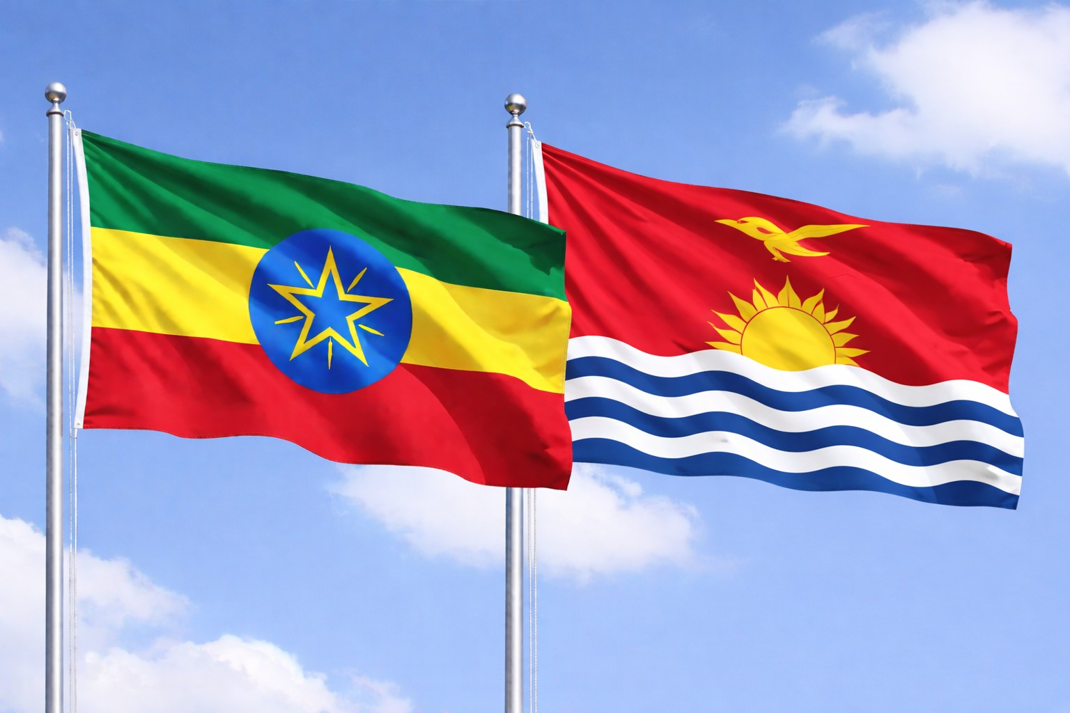 Ethiopia Flag And Kiribati Flag
