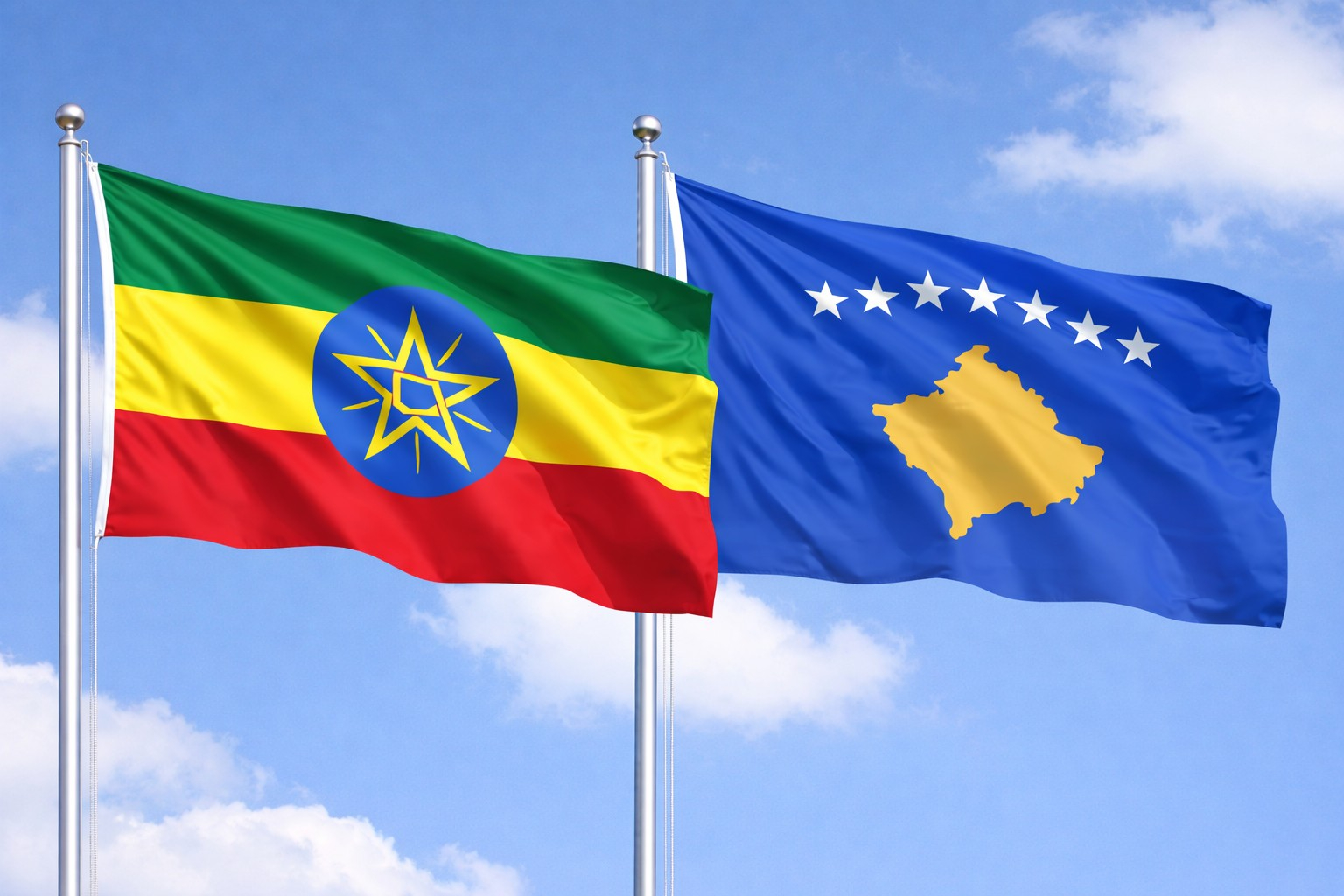 Ethiopia Flag And Kosovo Flag