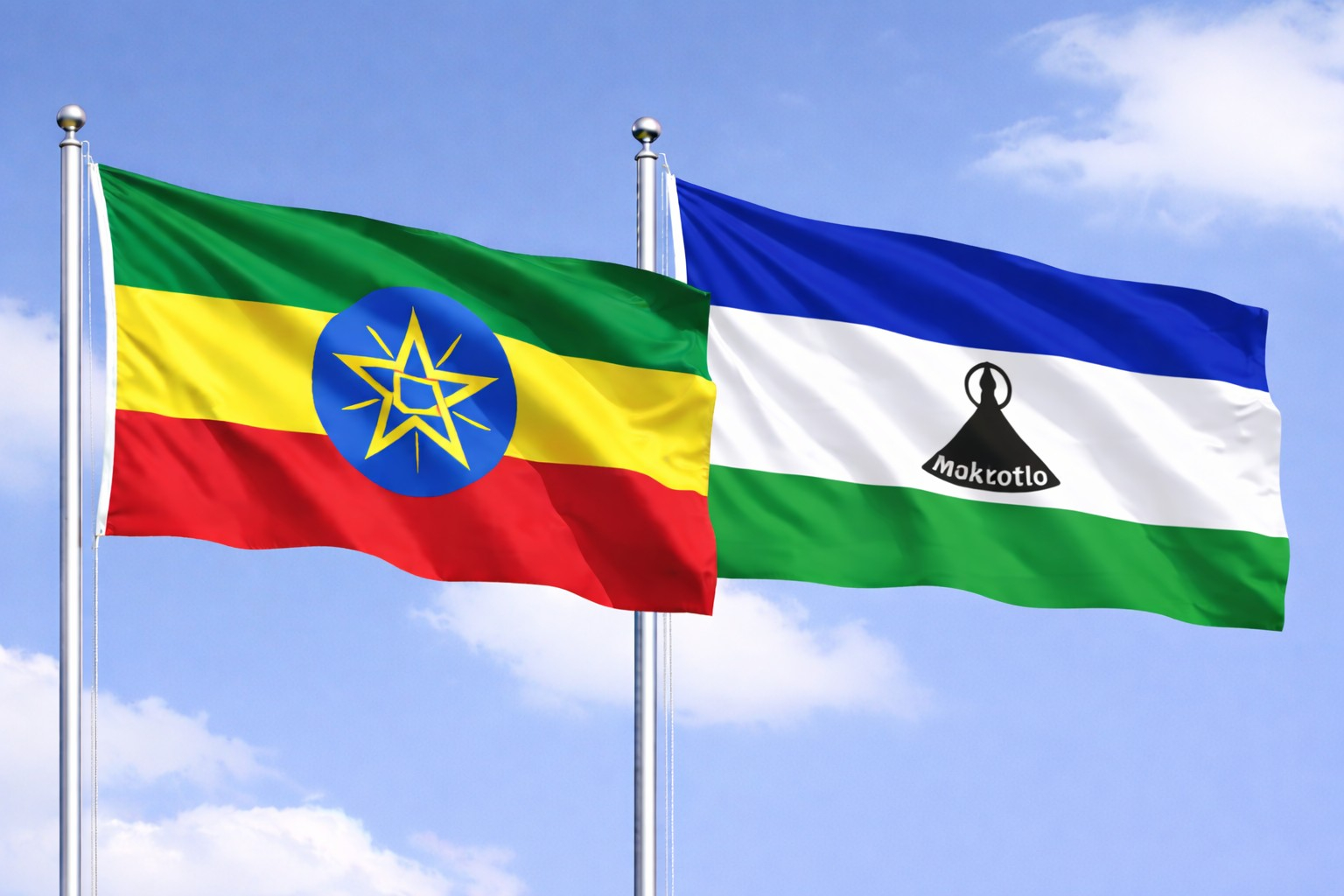 Ethiopia Flag And Lesotho Flag