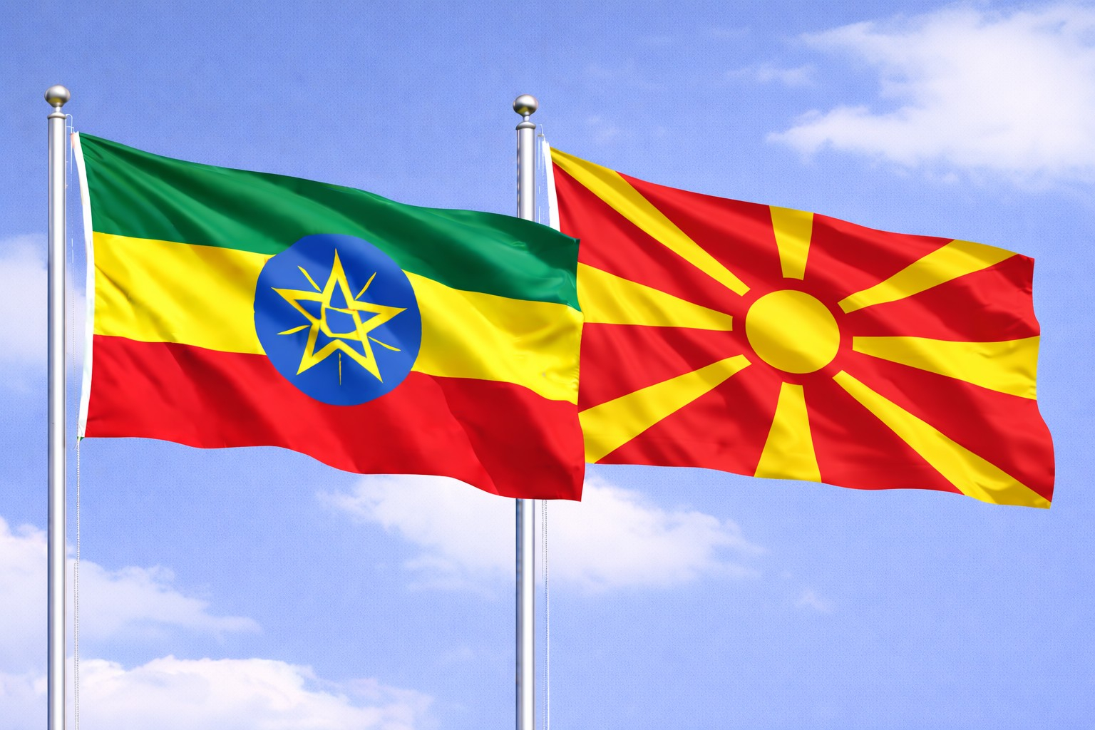 Ethiopia Flag And Macedonia Flag