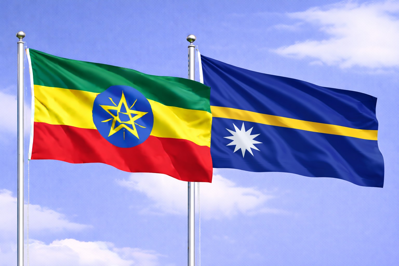 Ethiopia Flag And Nauru Flag