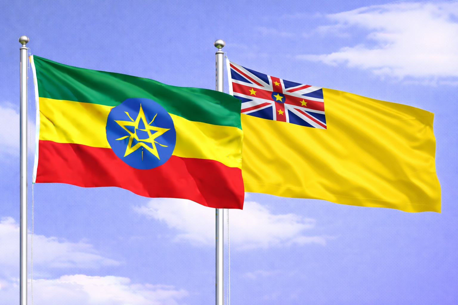 Ethiopia Flag And Niue Flag