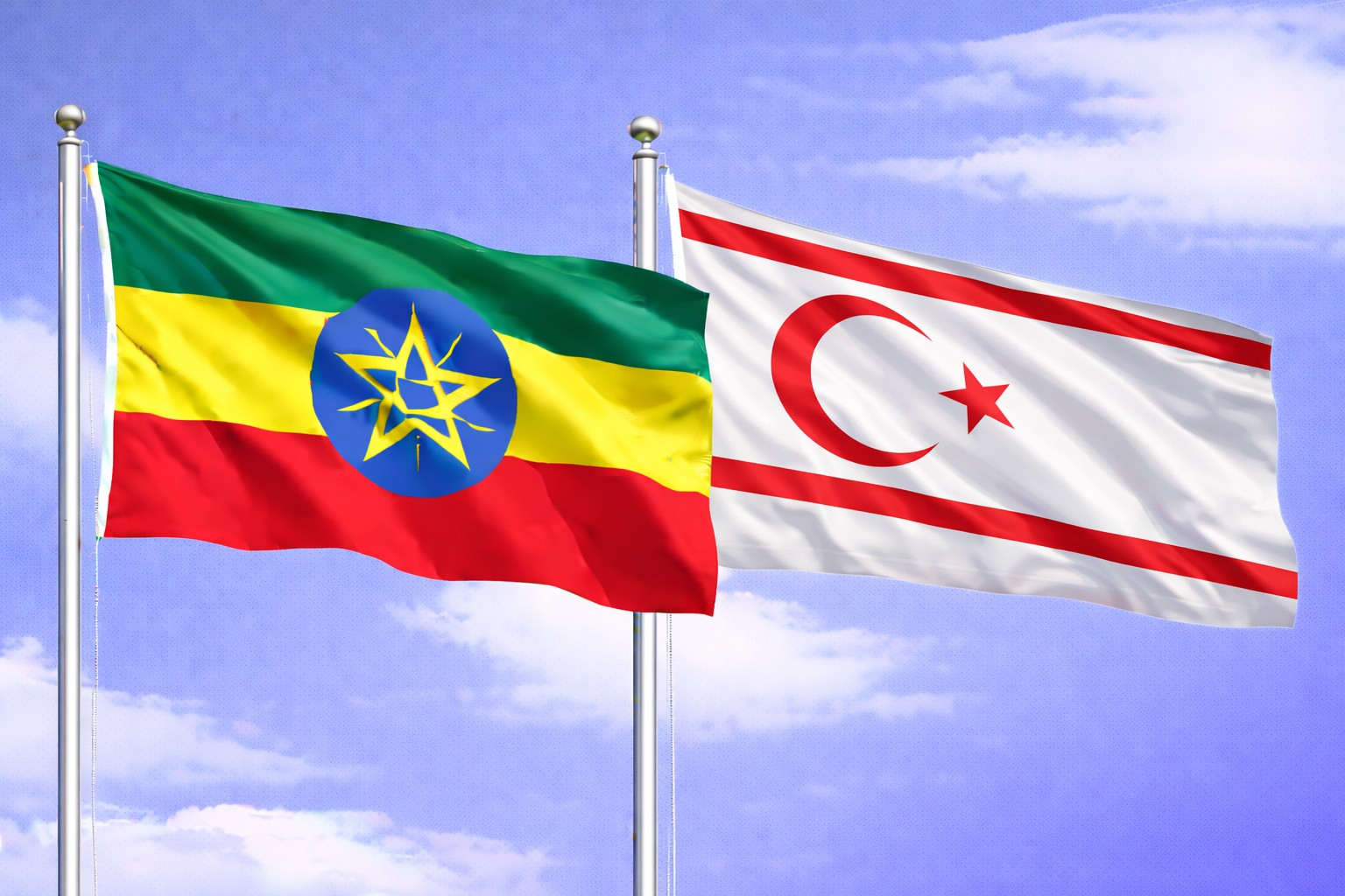 Ethiopia Flag And Northern Cyprus Flag