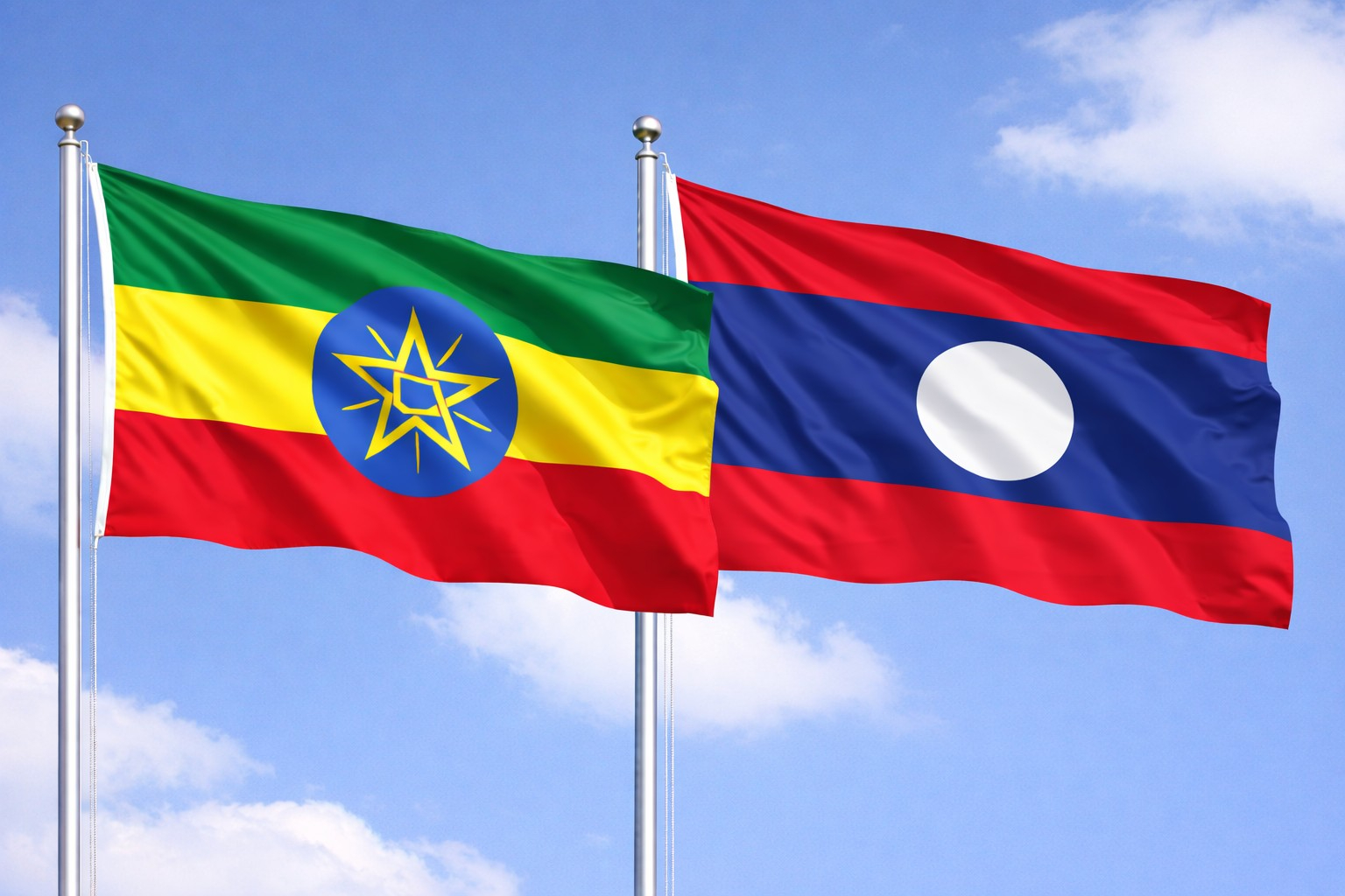 Ethiopia Flag Lao Flag
