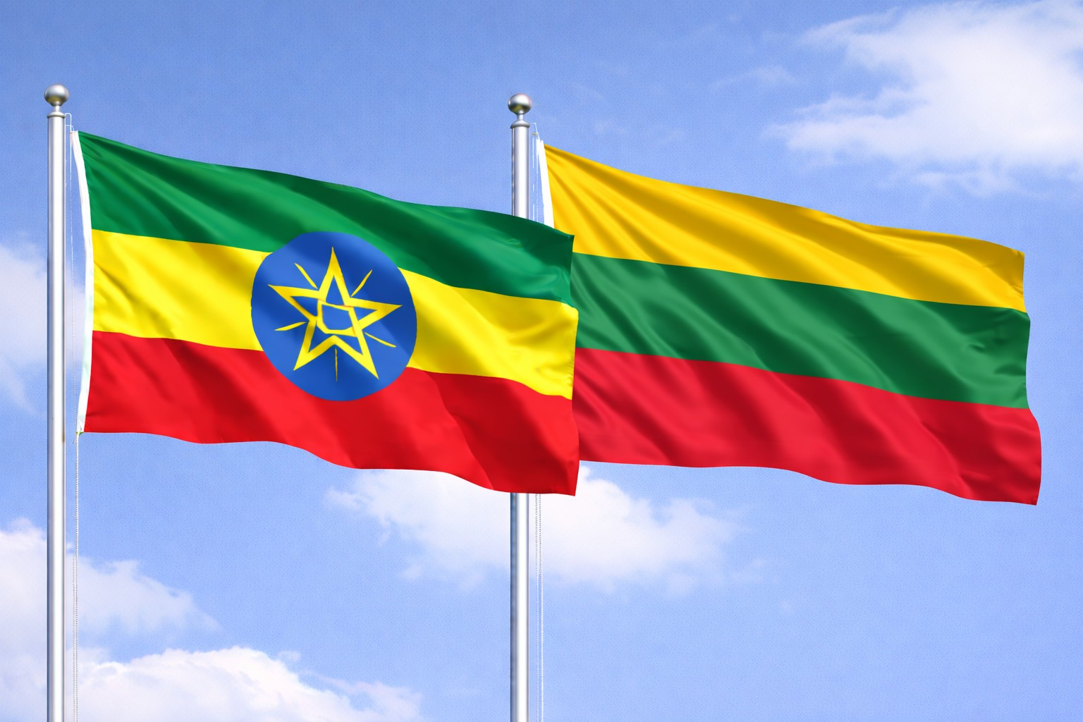 Ethiopia Flag Lithuania Flag