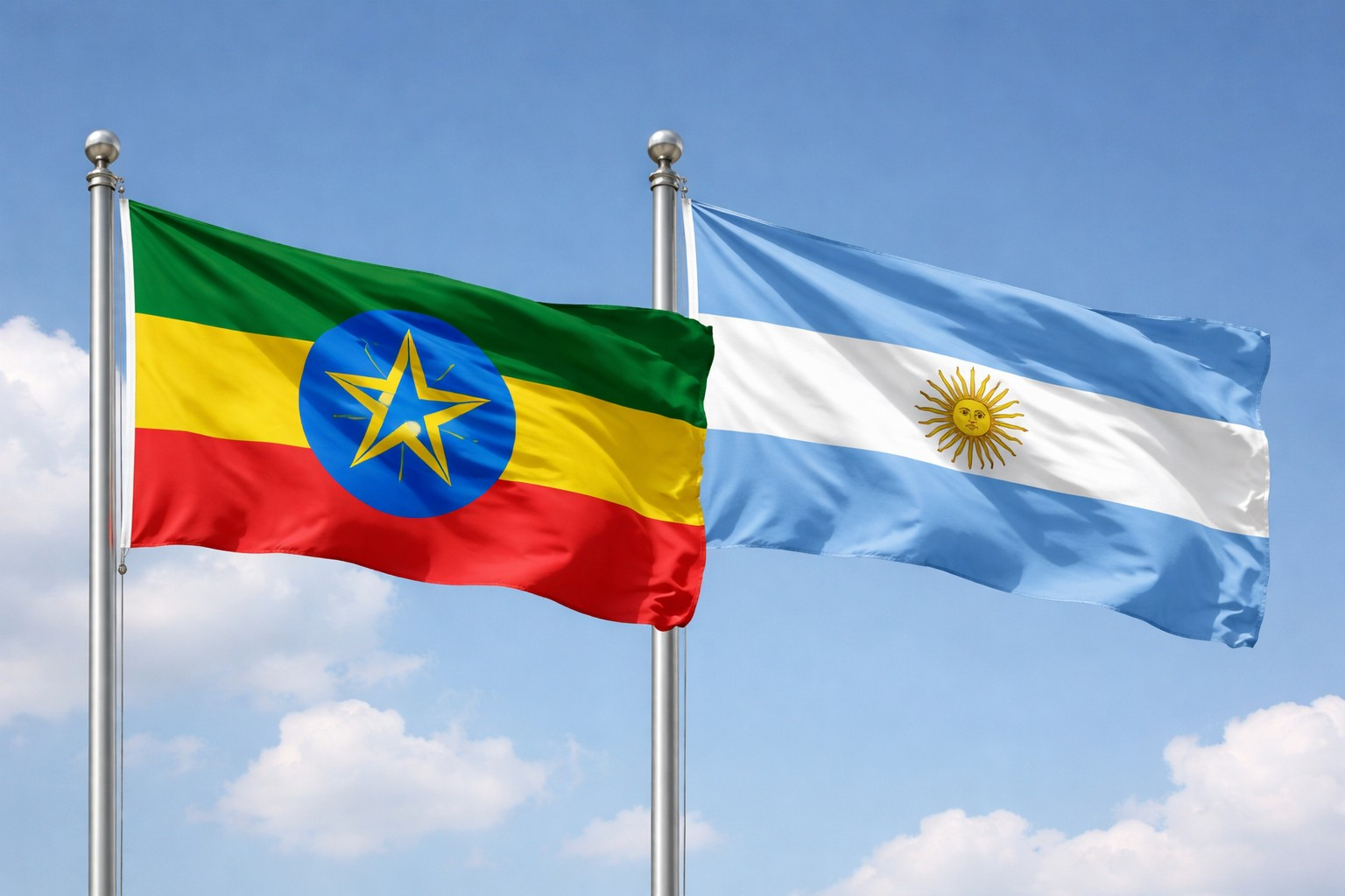 Ethiopia Flag With Argentina Flag