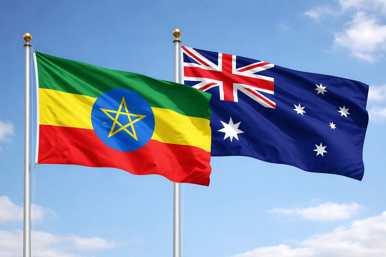Ethiopia Flag With Australia Flag