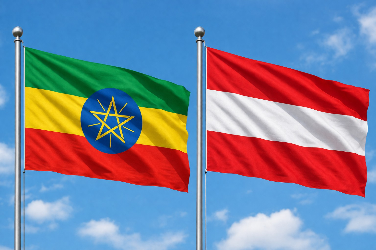 Ethiopia Flag With Austria Flag