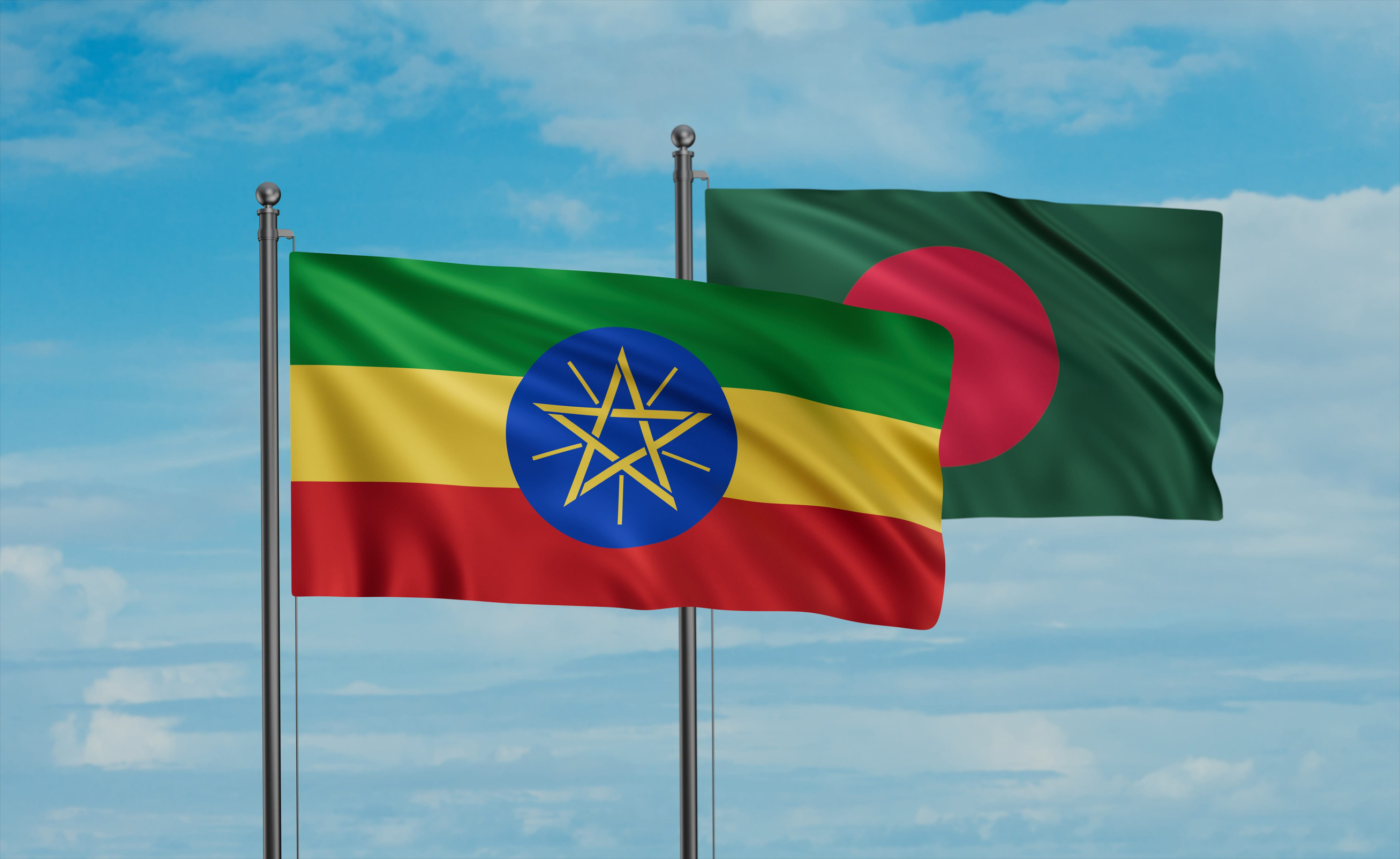 Ethiopia Flag With Bangladesh Flag