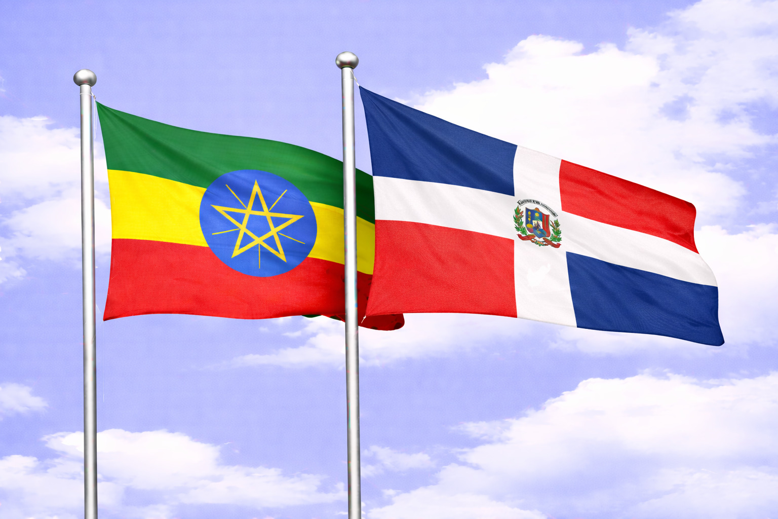 Ethiopia Flag With Dominican Republic Flag