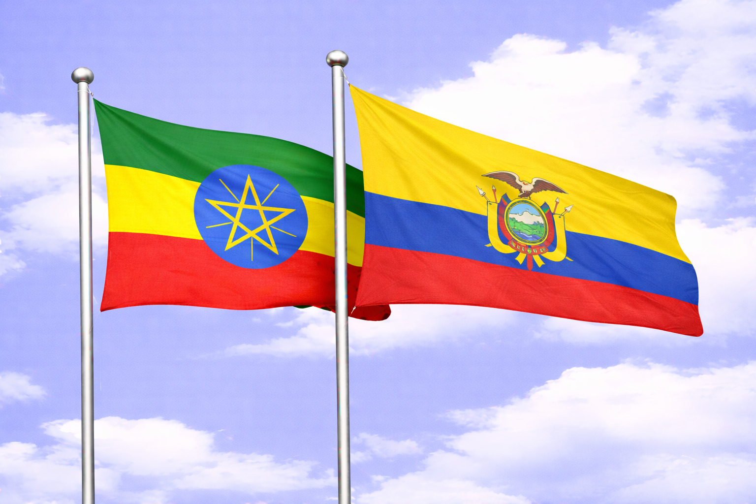 Ethiopia Flag With Ecuador Flag