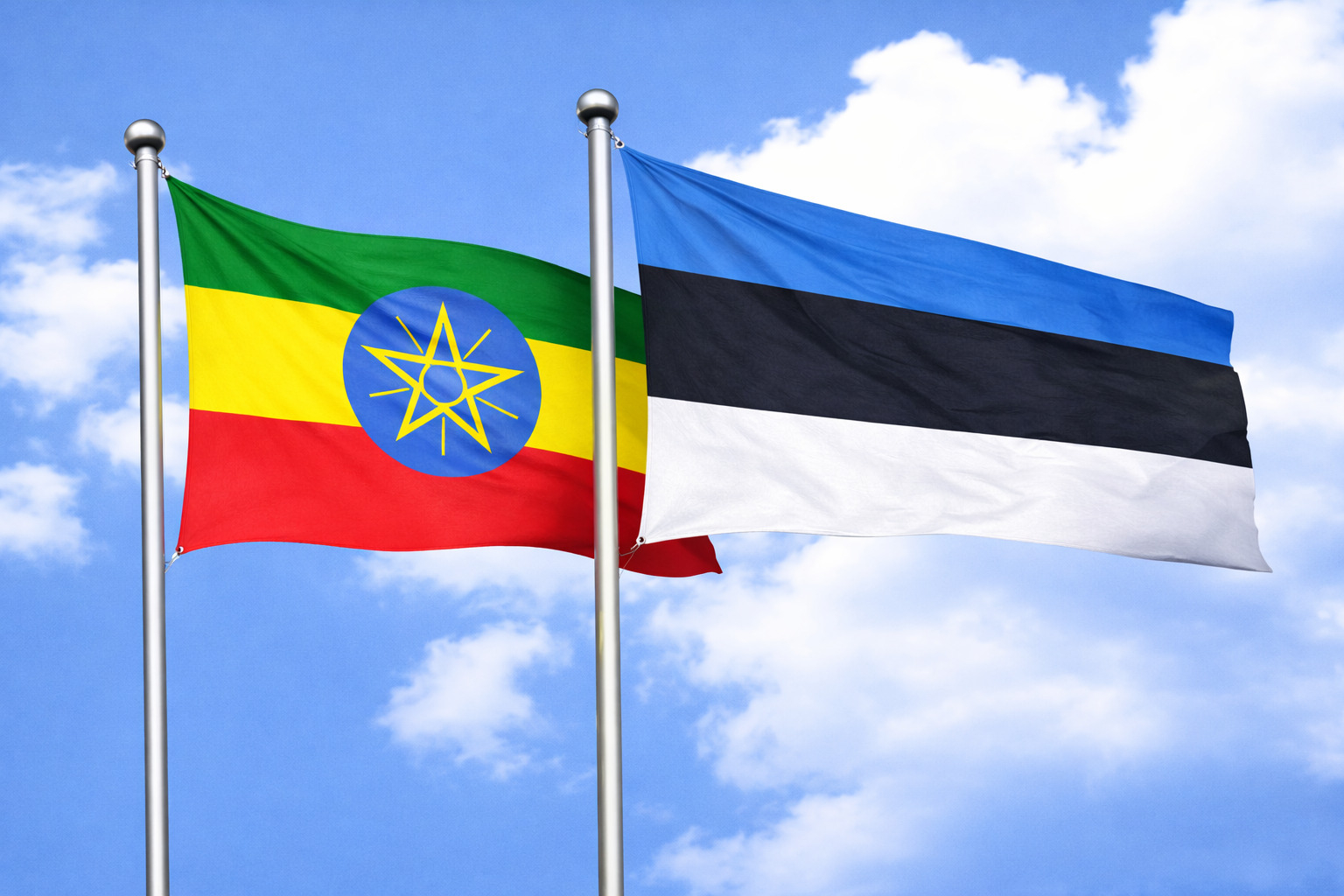 Ethiopia Flag With Estonia Flag