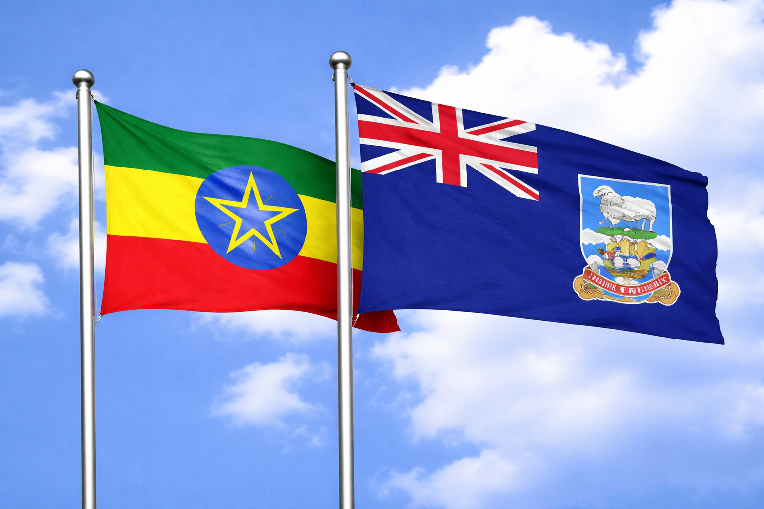 Ethiopia Flag With Falkland Islands Flag