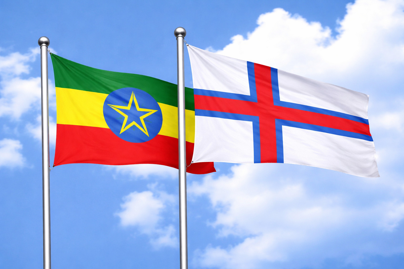 Ethiopia Flag With Faroe Islands Flag