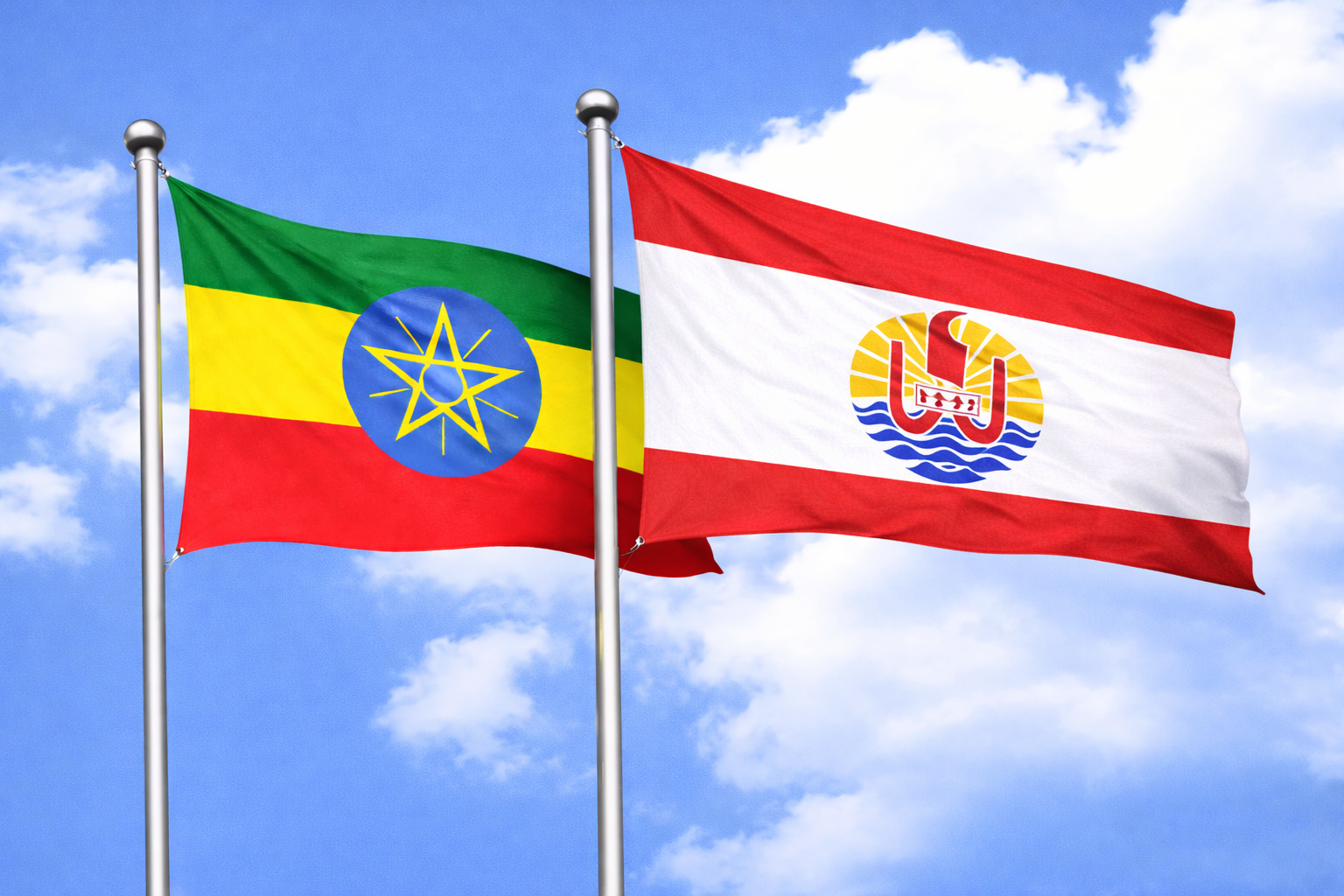 Ethiopia Flag With French Polynesia Flag