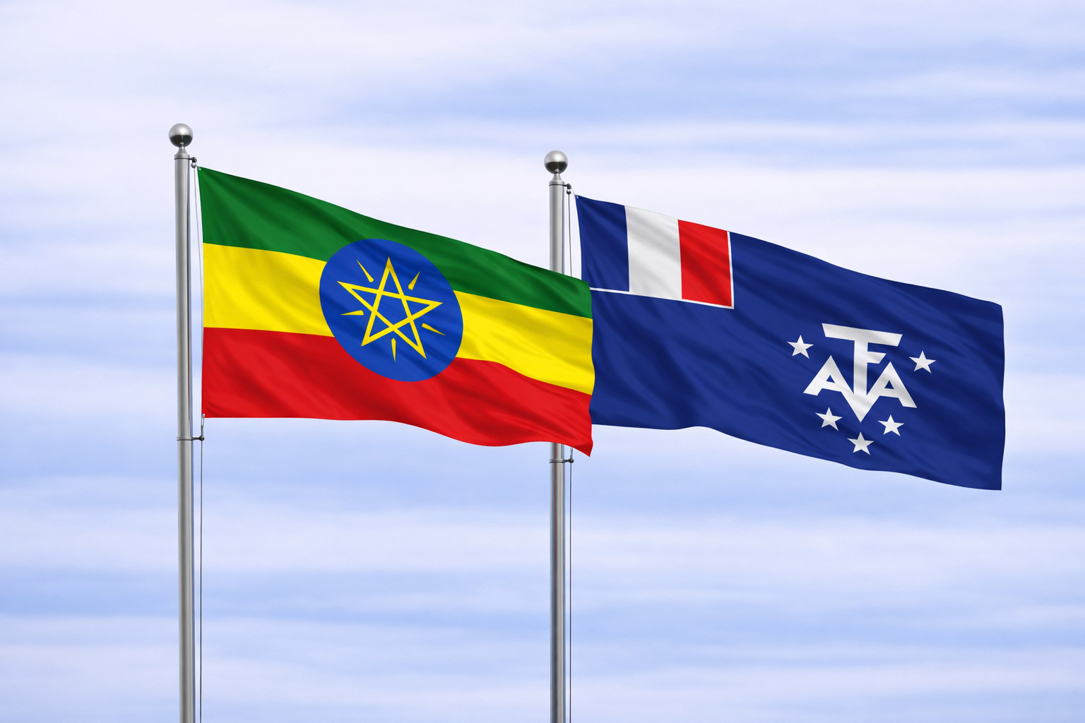Ethiopia Flag With French Southern Flag