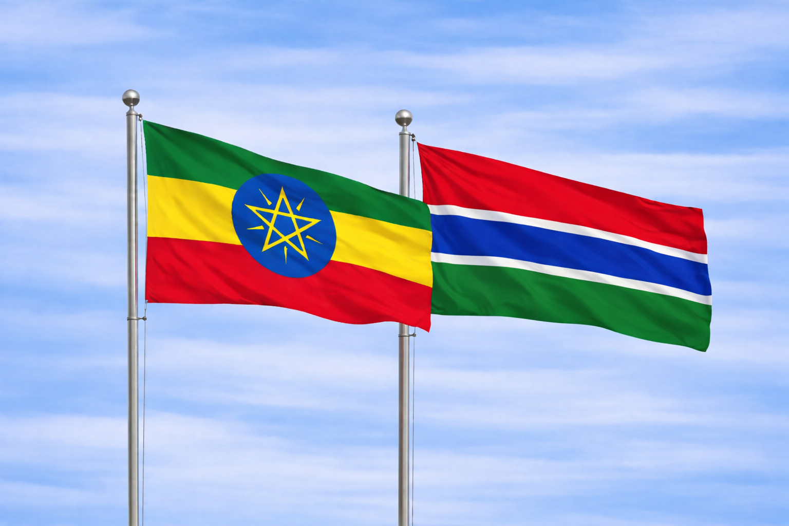 Ethiopia Flag With Gambia Flag