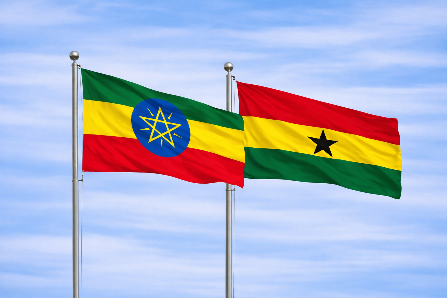 Ethiopia Flag With Ghana Flag