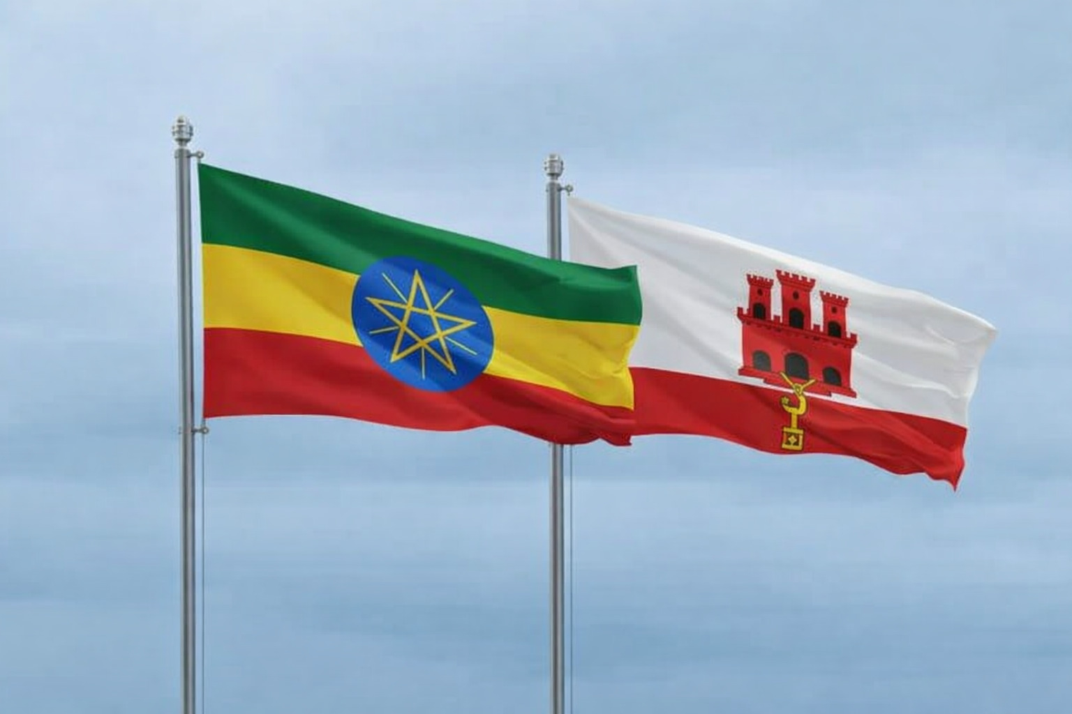 Ethiopia Flag With Gibraltar Flag