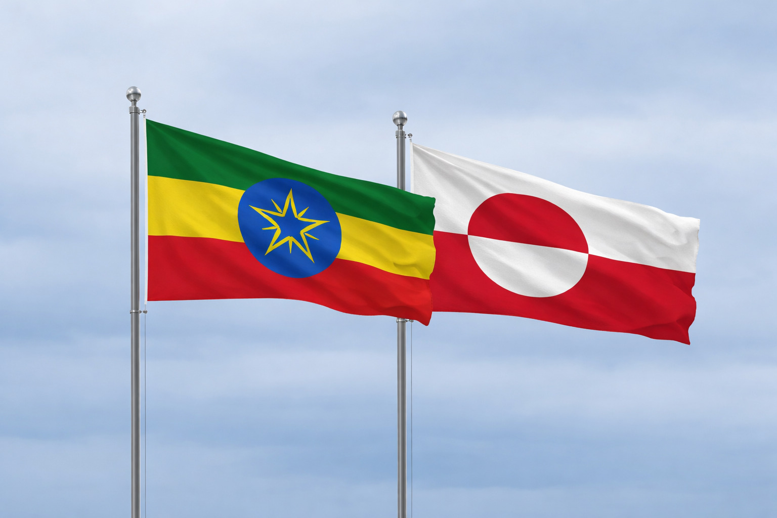 Ethiopia Flag With Greenland Flag