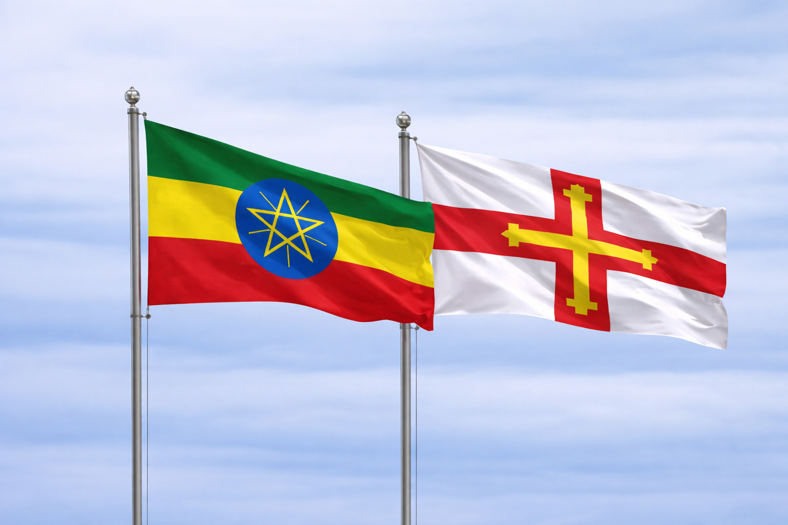 Ethiopia Flag With Guernsey Flag
