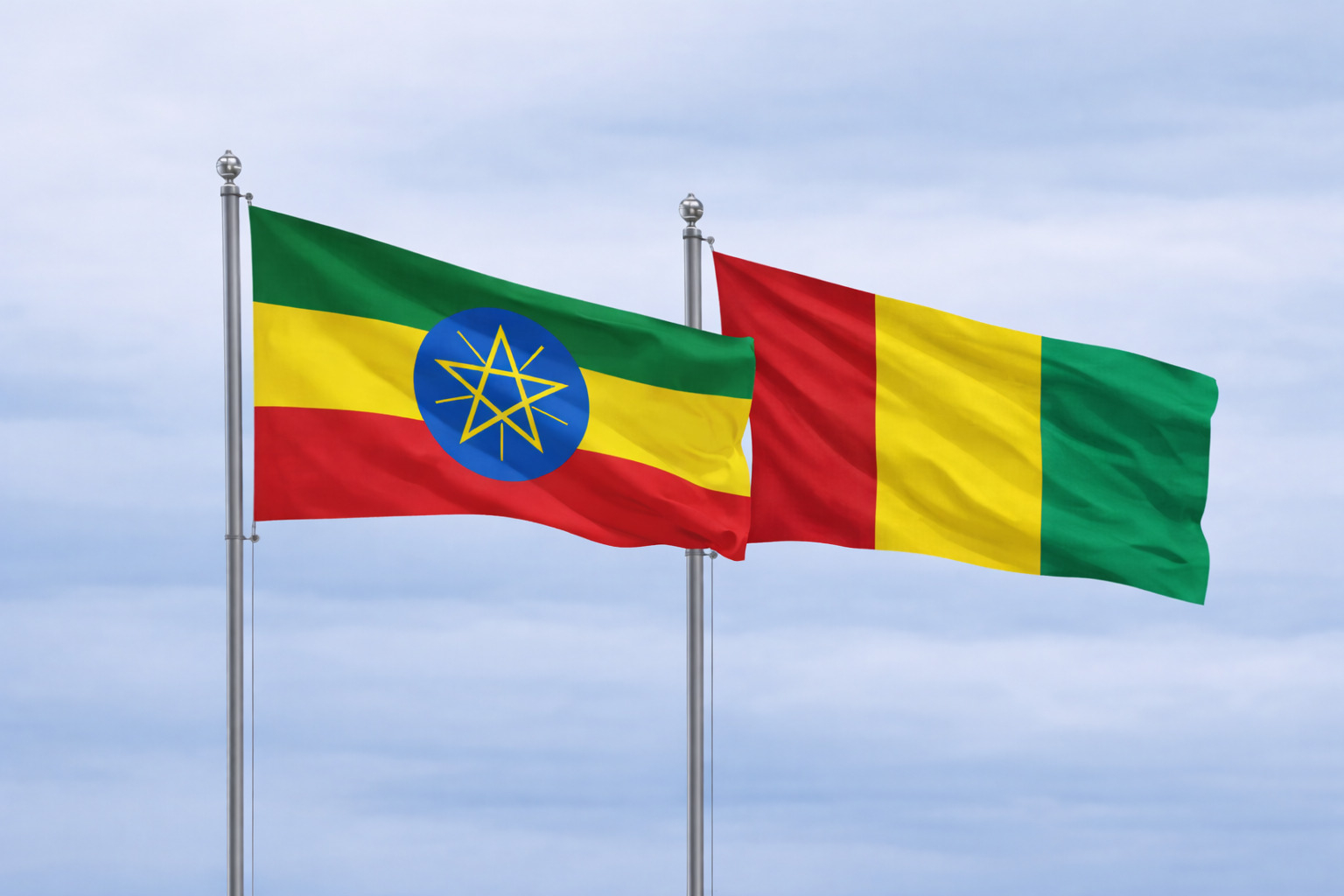 Ethiopia Flag With Guinea Flag