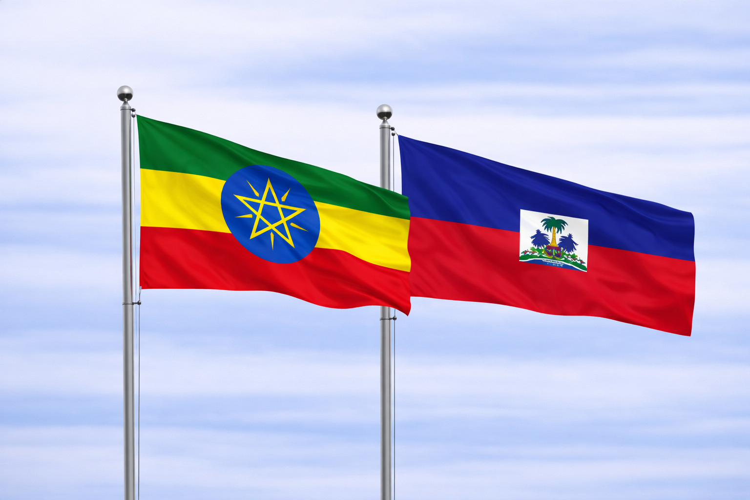 Ethiopia Flag With Haiti Flag