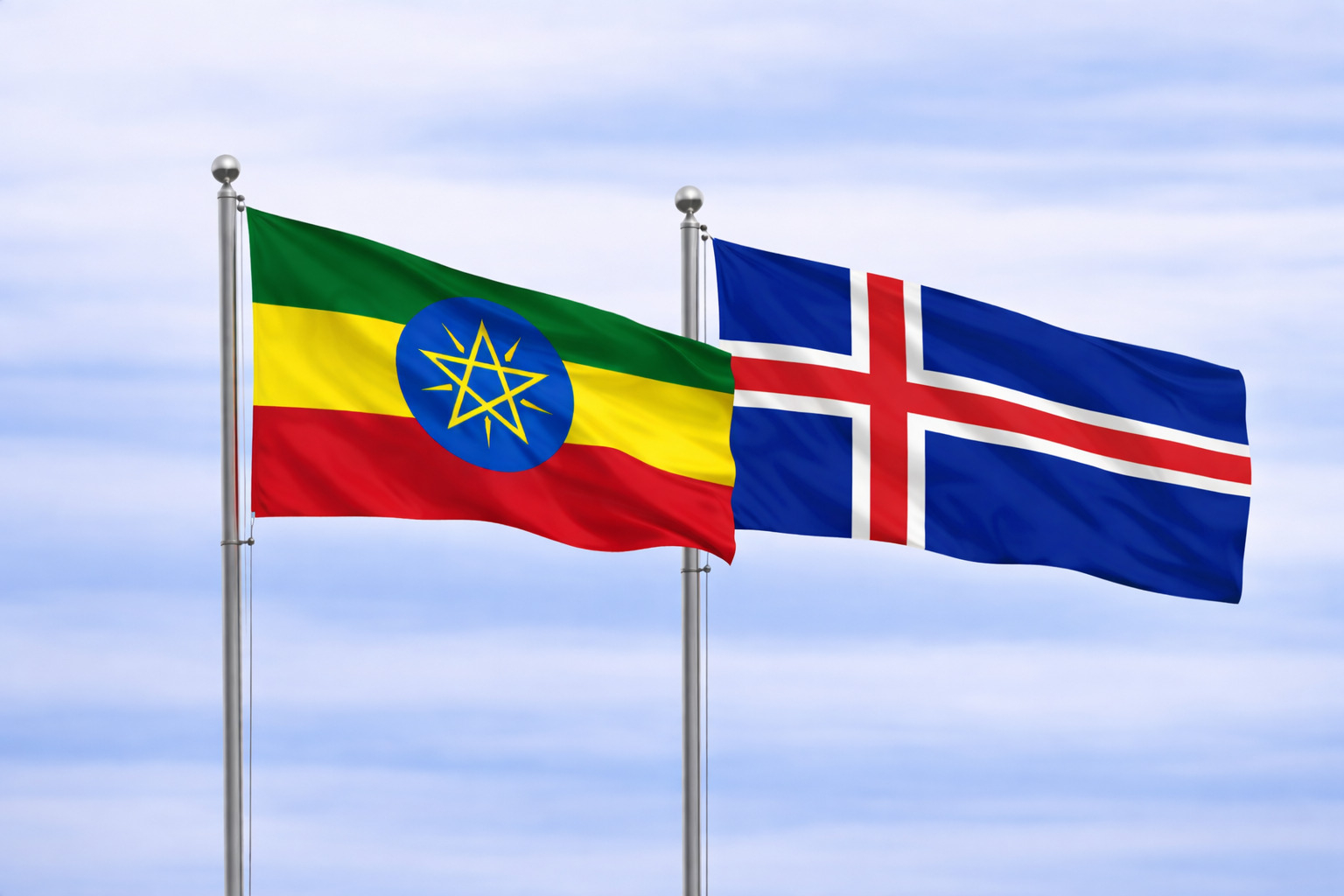 Ethiopia Flag With Iceland Flag