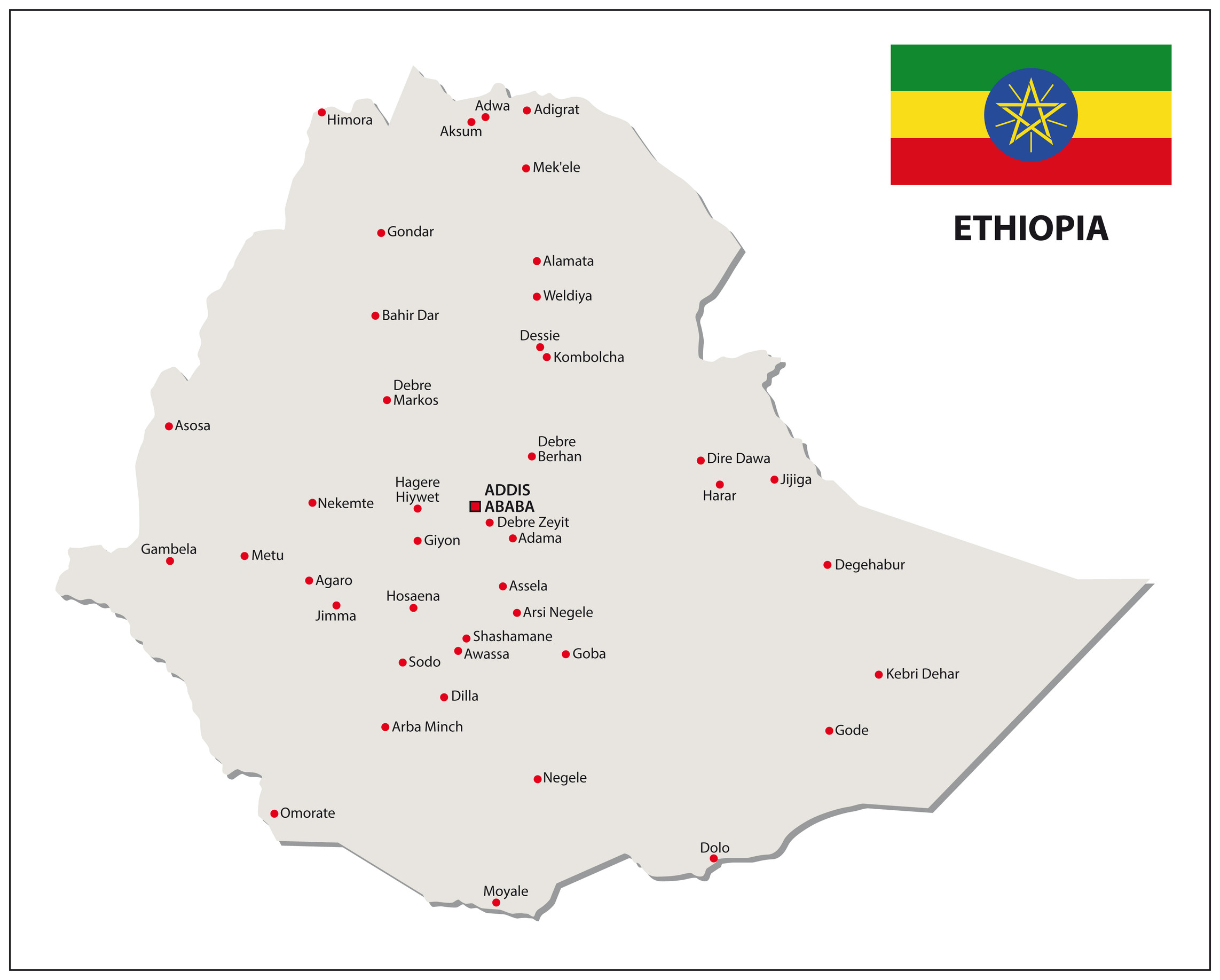 Ethiopia Map With Flag