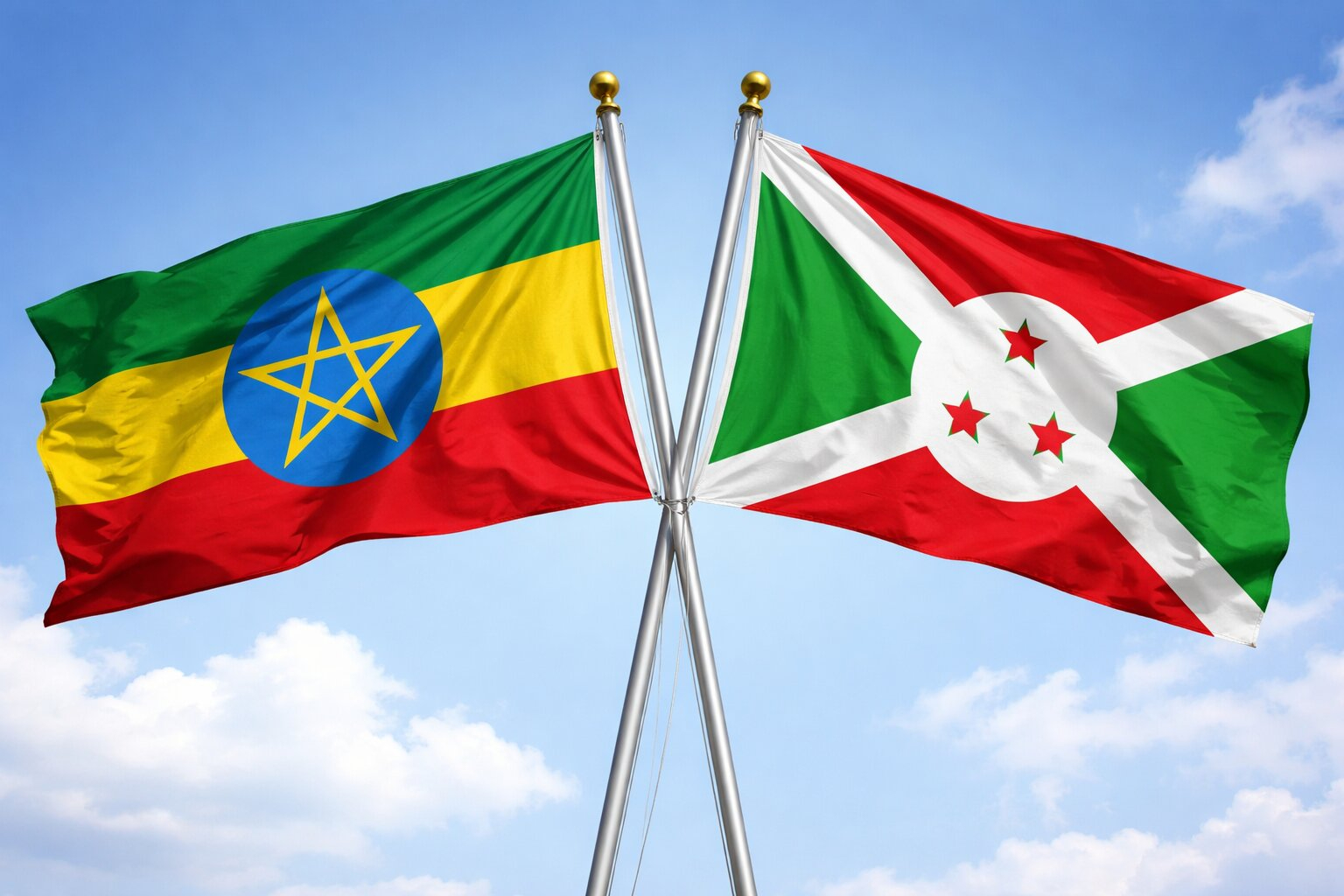 Ethiopian And Burundian Flags In Motion